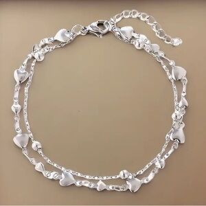 Simple Elegant Double Layered Stainless Steel Heart Bracelet